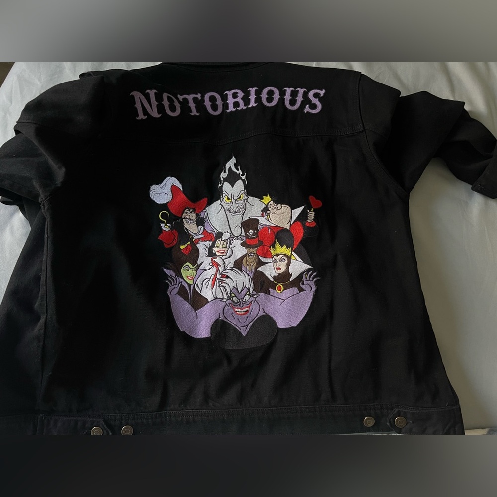 Cakeworthy Disney notorious villains black denim jacket XXL 2X